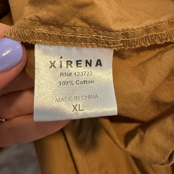 Xirena Women`s Callie Top In Khaki Gold Tan Size XL Ruffle Collar - Picture 12 of 12